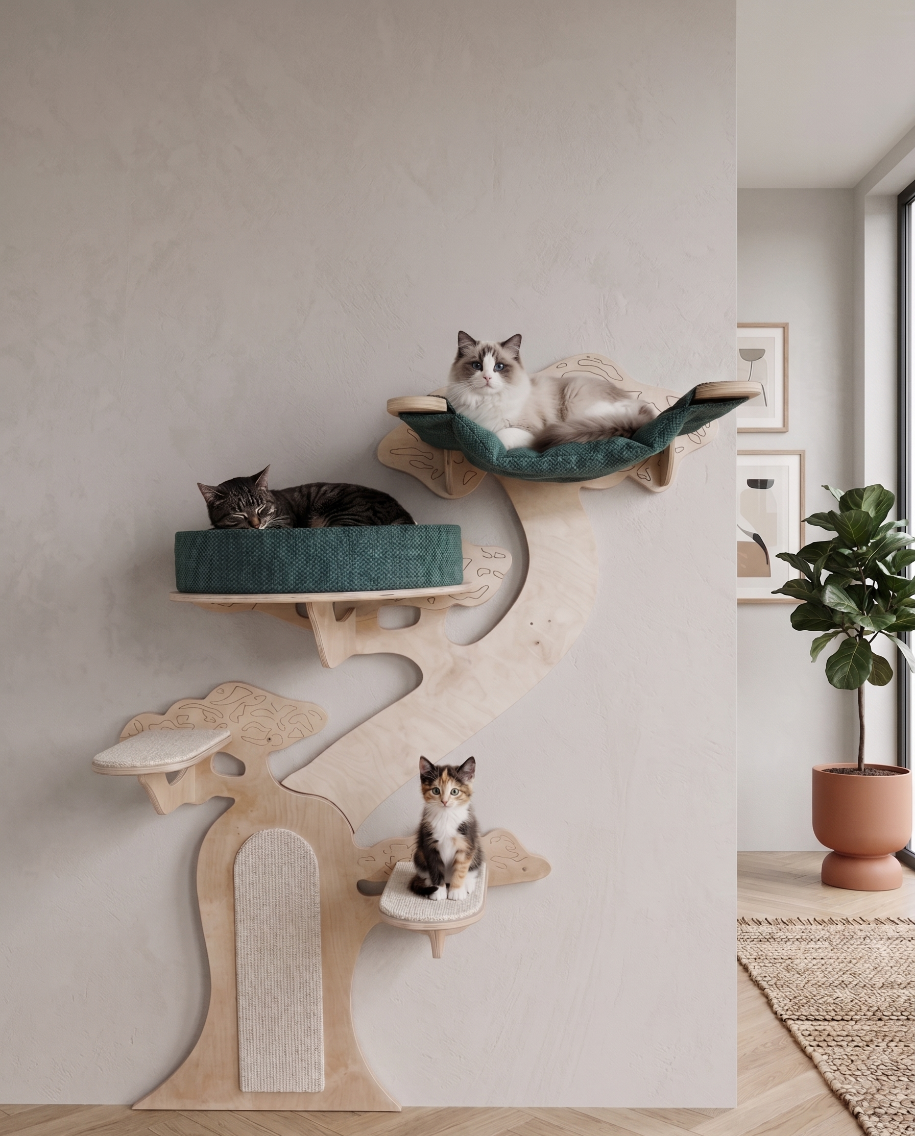 Kompaktowy drapak ścienny z rozetą dla kota Leoland Signature Bonsai Elite Compact