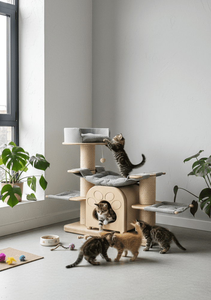 Drapak "Kocie Przedszkole" 80cm z Budką – Plac Zabaw dla Hodowli NR2629