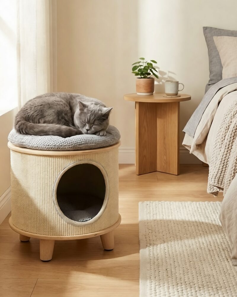 Pufa dla Kota "Ottoman Premium" – Domek na Nóżkach