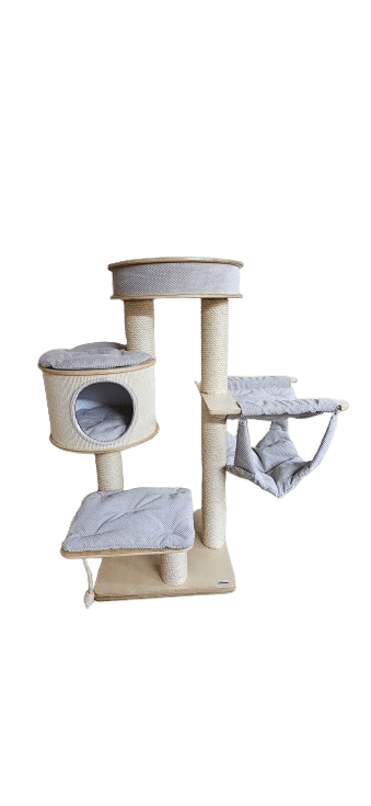 Wielopoziomowe Centrum Rozrywki – Drapak Drewniany z Domkiem 140 cm NR1924HPGWR - obrazek 2