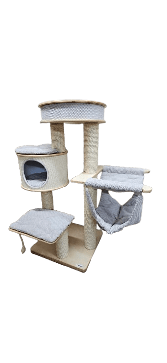 Wielopoziomowe Centrum Rozrywki – Drapak Drewniany z Domkiem 140 cm NR1924HPGWR - obrazek 4