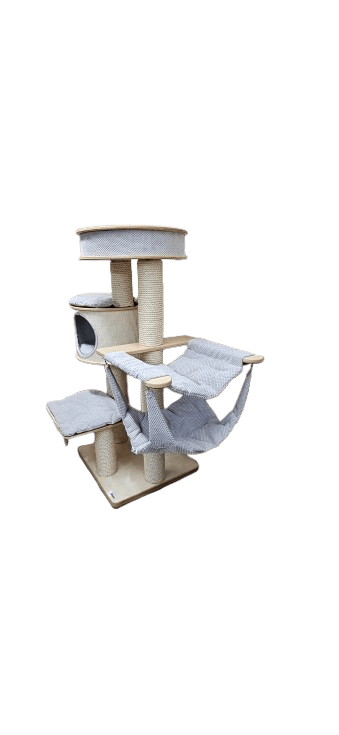 Wielopoziomowe Centrum Rozrywki – Drapak Drewniany z Domkiem 140 cm NR1924HPGWR - obrazek 3