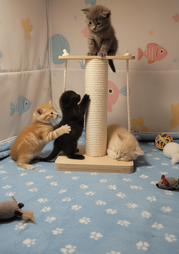 Drapak dla Kociąt 50 cm – Zabawkami i Grubą Podstawą NR101