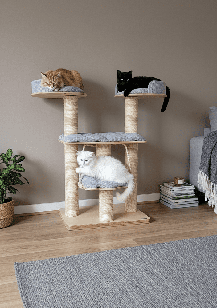 Drapak Wolnostojący 125 cm – Rezydencja z Mostem i Schodkiem NR2551