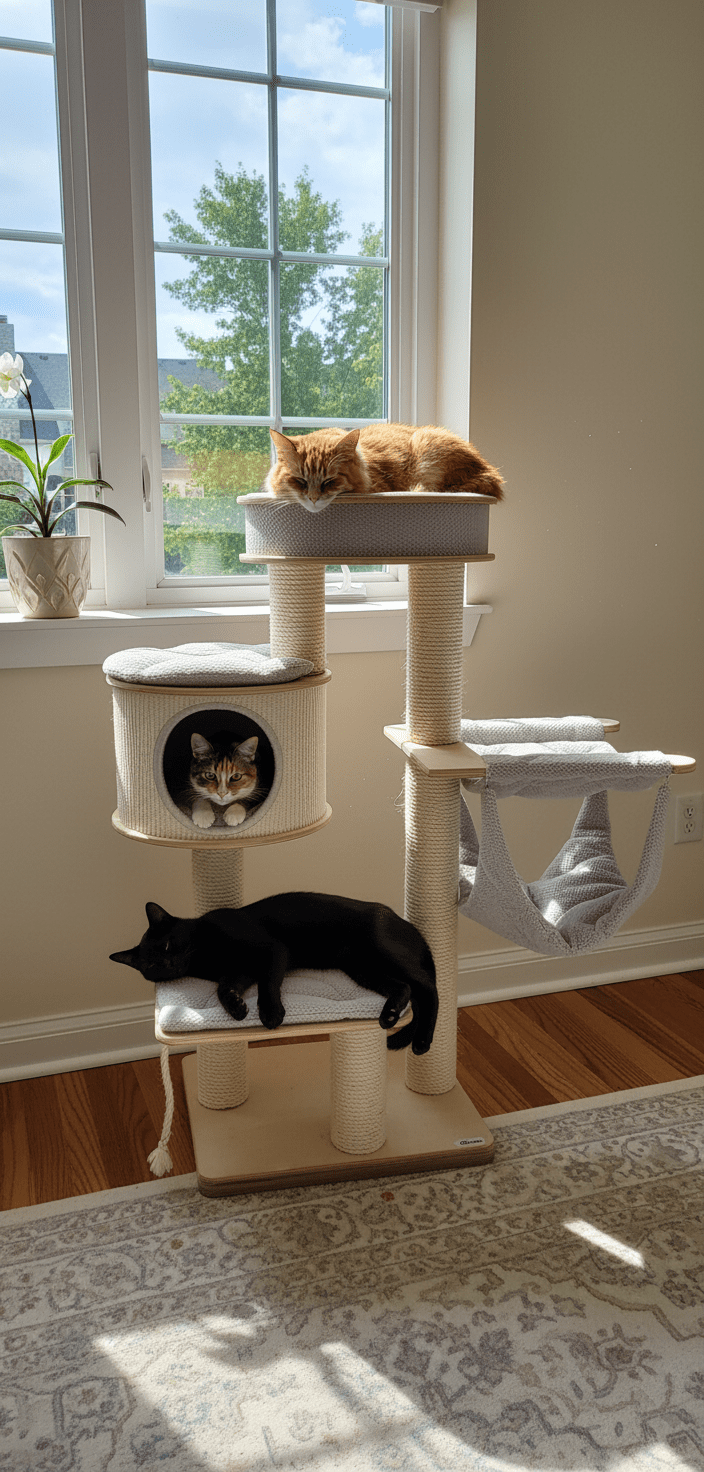 Wielopoziomowe Centrum Rozrywki – Drapak Drewniany z Domkiem 140 cm NR1924HPGWR