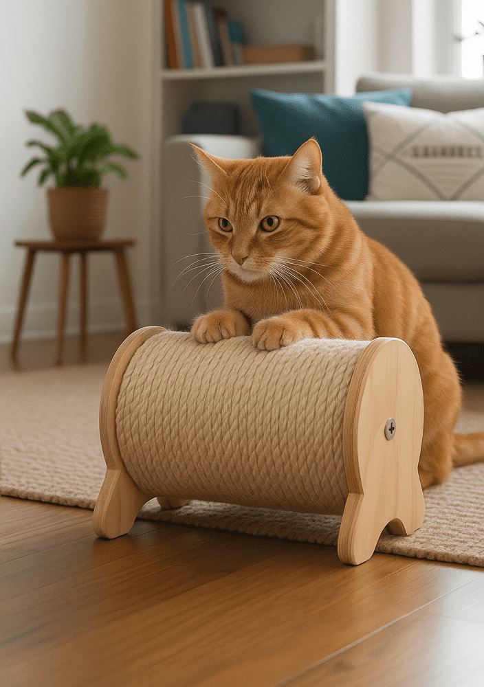 Solidny Drapak Podłogowy – Poziomy Wałek dla Kota Na Wymiar