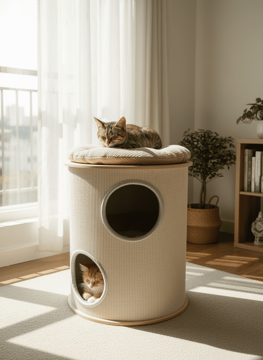 Drapak Tuba Sizal Tower 65 cm – Wykładzina Sizalowa (3 Legowiska)