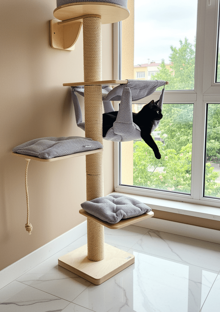 Drapak Przyścienny 180 cm – Wieża z Hamakiem i Wejściem NR2545