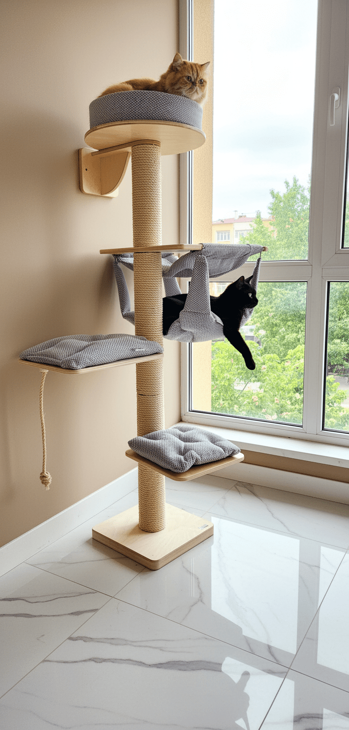 Drapak Przyścienny 180 cm – Wieża z Hamakiem i Wejściem NR2545