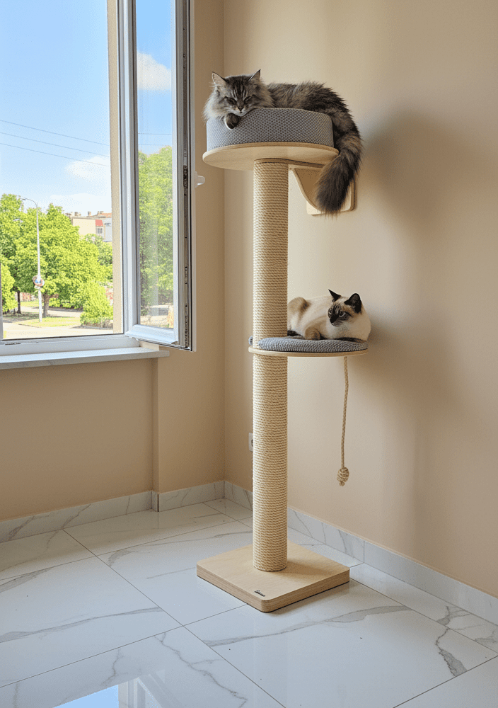 Drapak Przyścienny 165 cm – Wieża z Okrągłą Półką NR2546