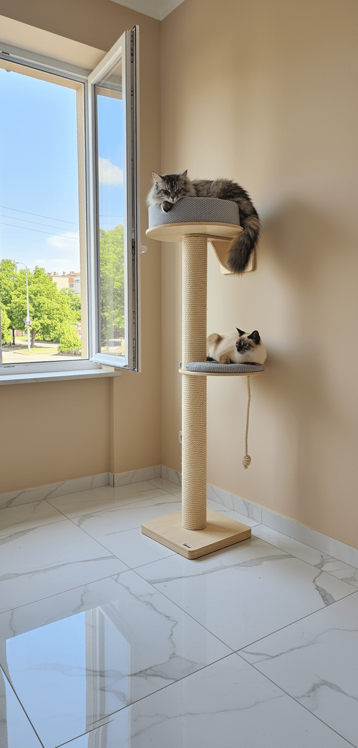 Drapak Przyścienny 165 cm – Wieża z Okrągłą Półką NR2546