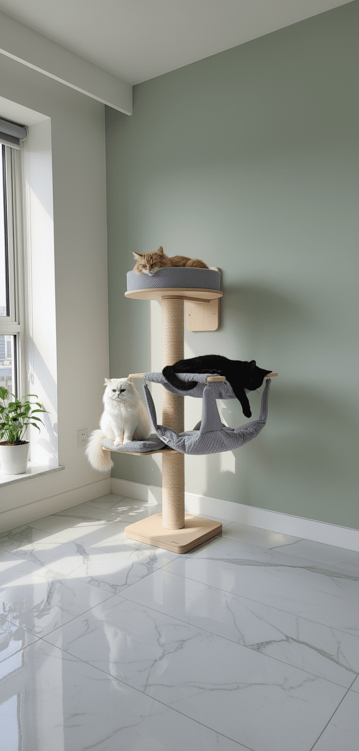 Drapak Przyścienny 140 cm – Wieża z Hamakiem i Długą Półką NR2543