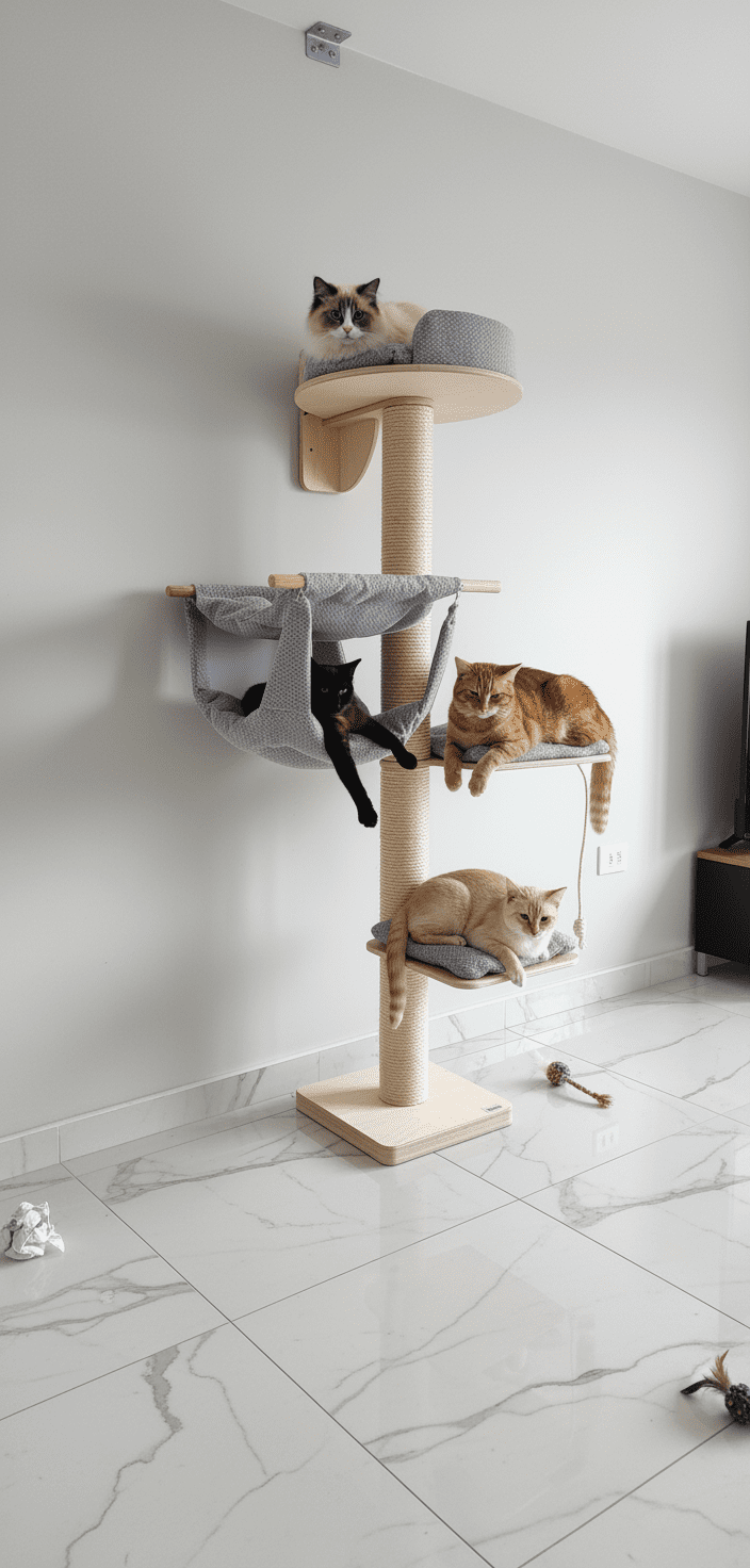 Drapak Przyścienny 180 cm – Wieża z Hamakiem i Wejściem NR2545 - obrazek 2