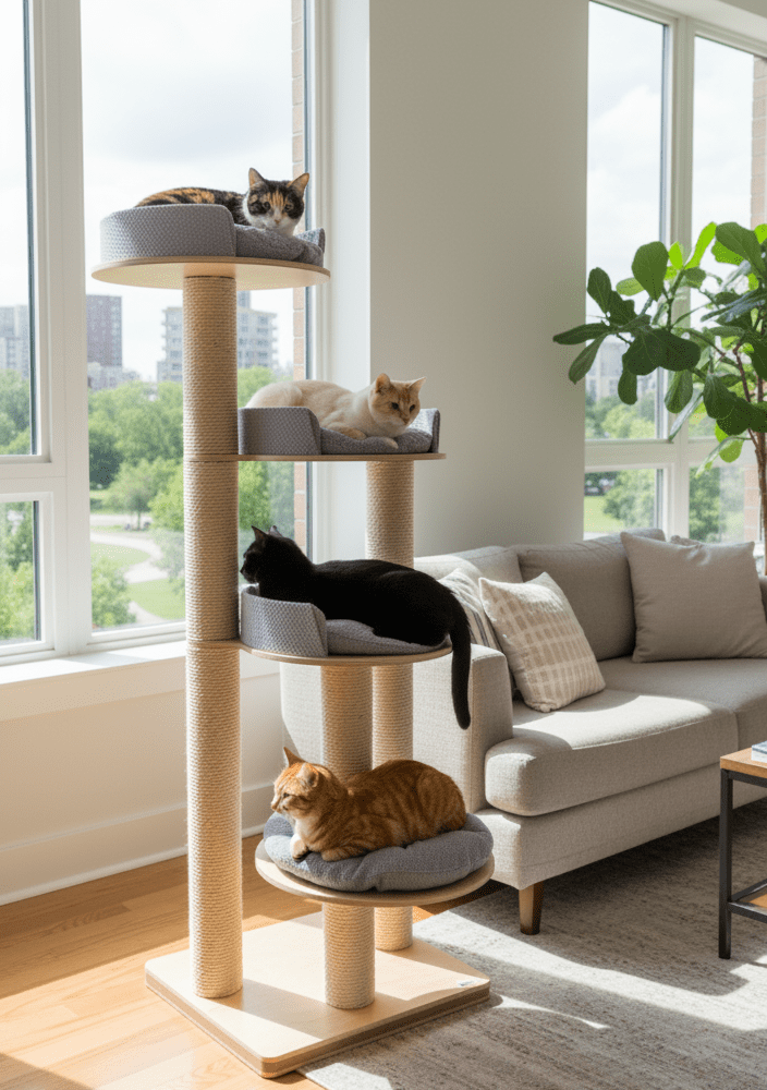 Drapak Wolnostojący 180 cm – Wieżowiec z 4 Rondami NR2029