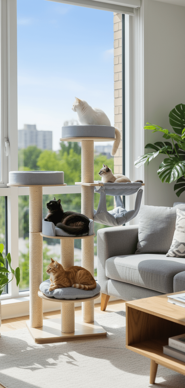 Drapak Wolnostojący 180 cm – Rezydencja z Hamakiem i 3 Rondami NR2030 - obrazek 2