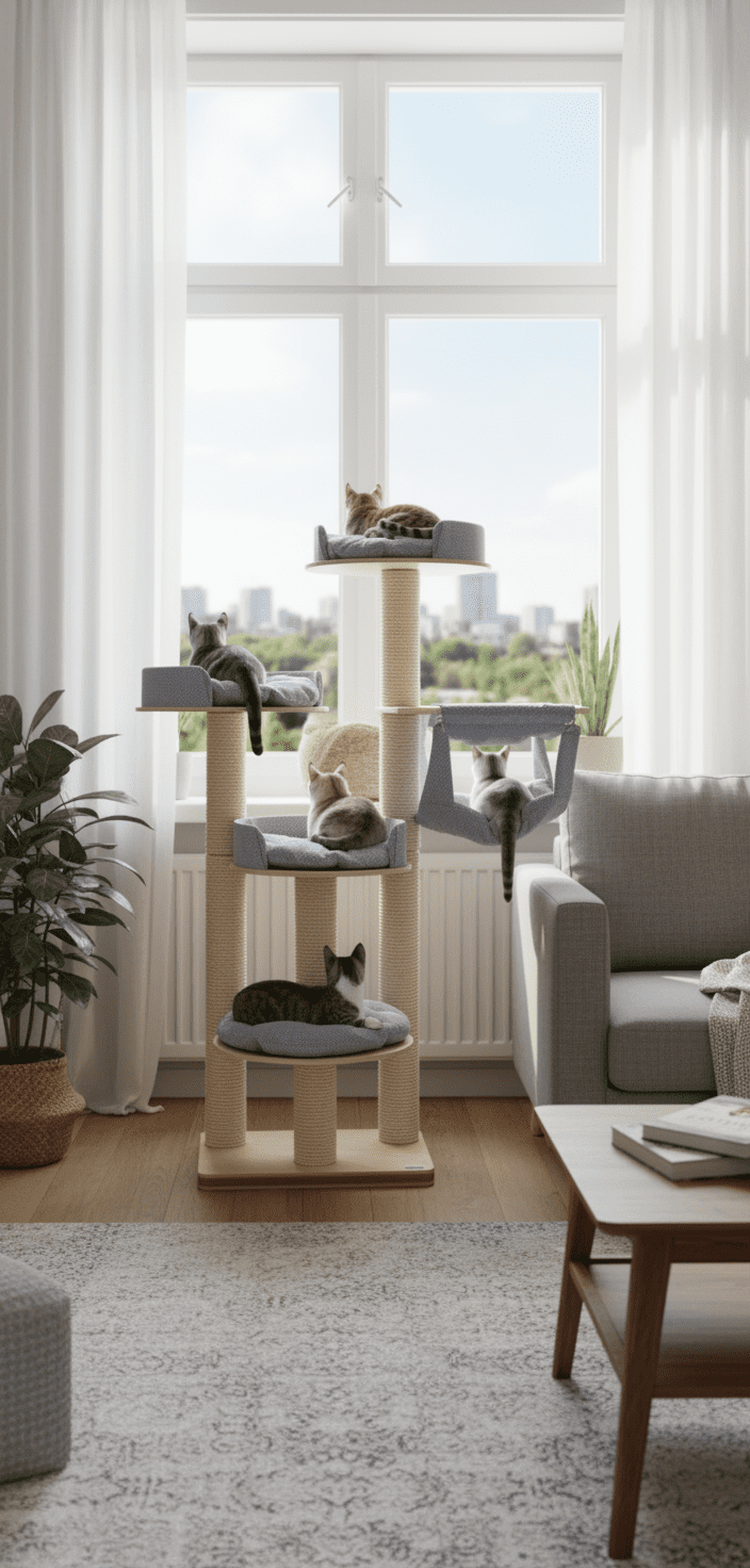 Drapak Wolnostojący 180 cm – Rezydencja z Hamakiem i 3 Rondami NR2030