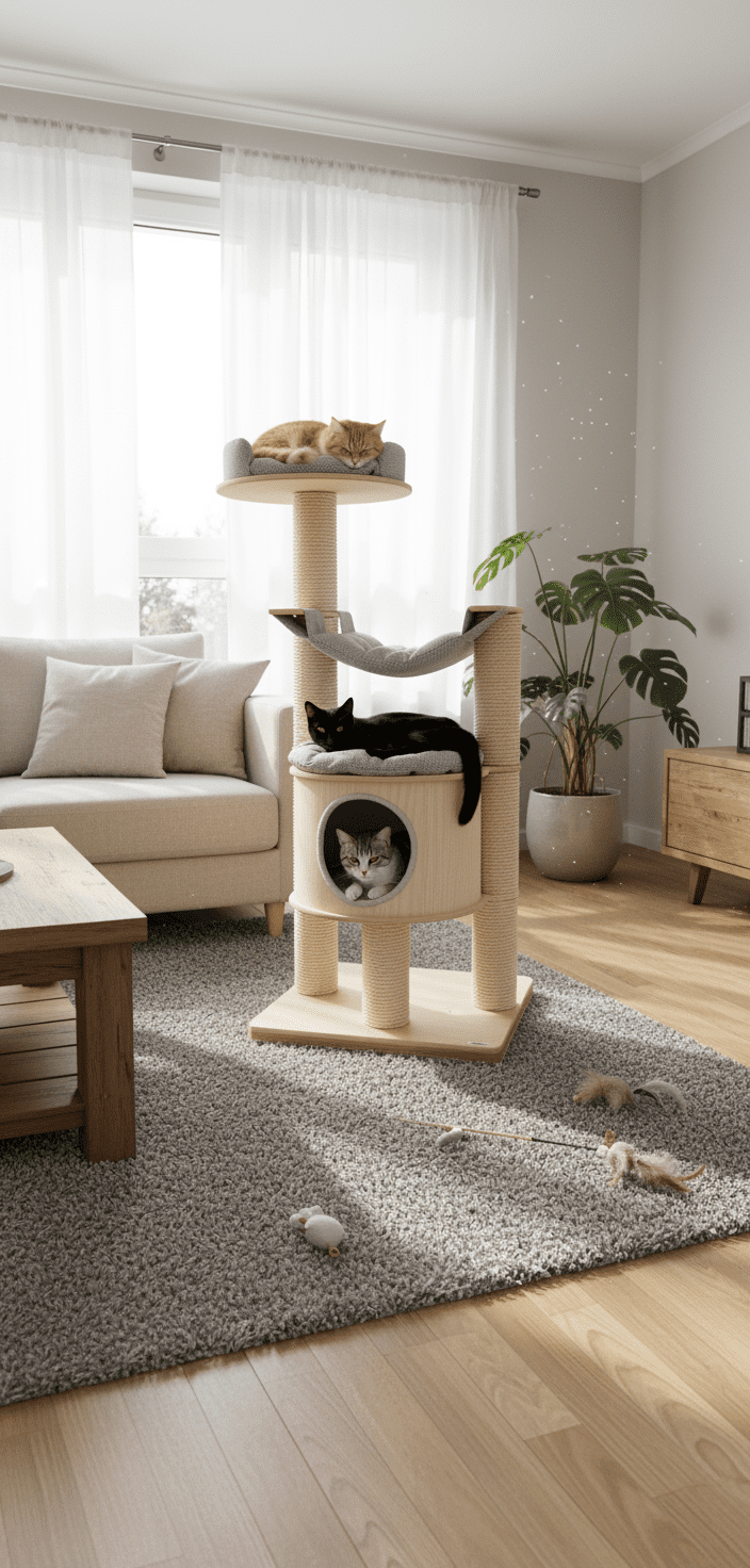 Drapak Wolnostojący 165 cm – Kompaktowa Wieża z Budką NR2035