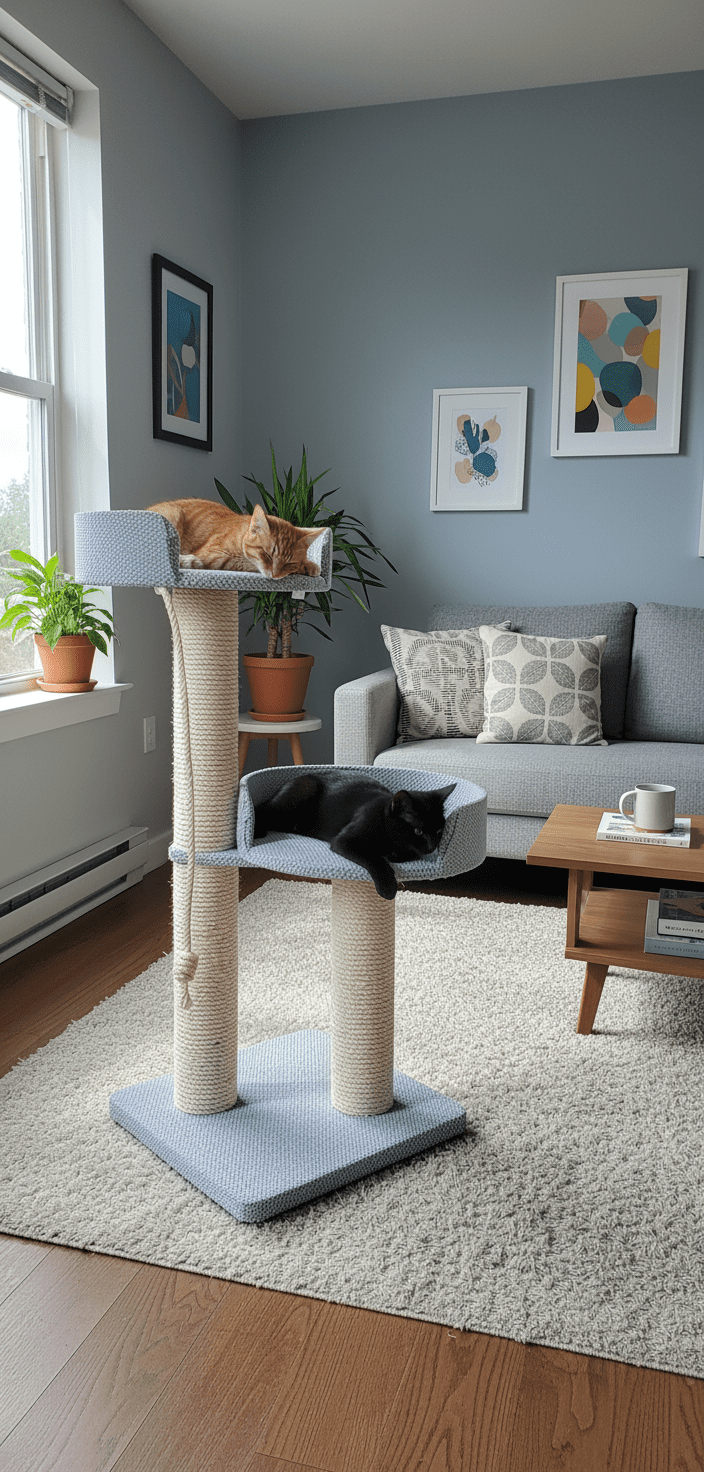 Stabilny Drapak 120 cm – Dwa Legowiska z Wygodnym Wejściem NR1W2