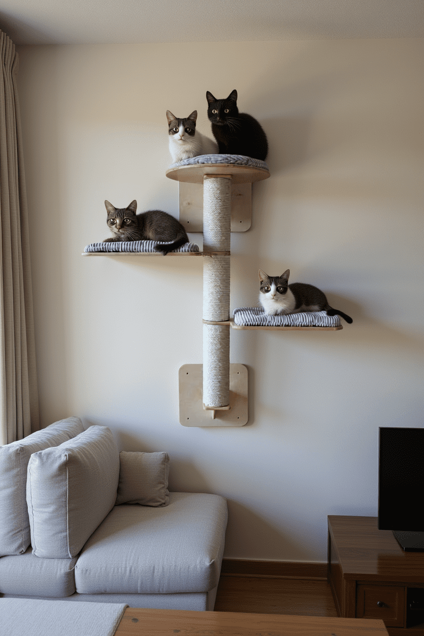 Drapak ścienny dla kota Wall Creator – 3 poziomy, 130 cm