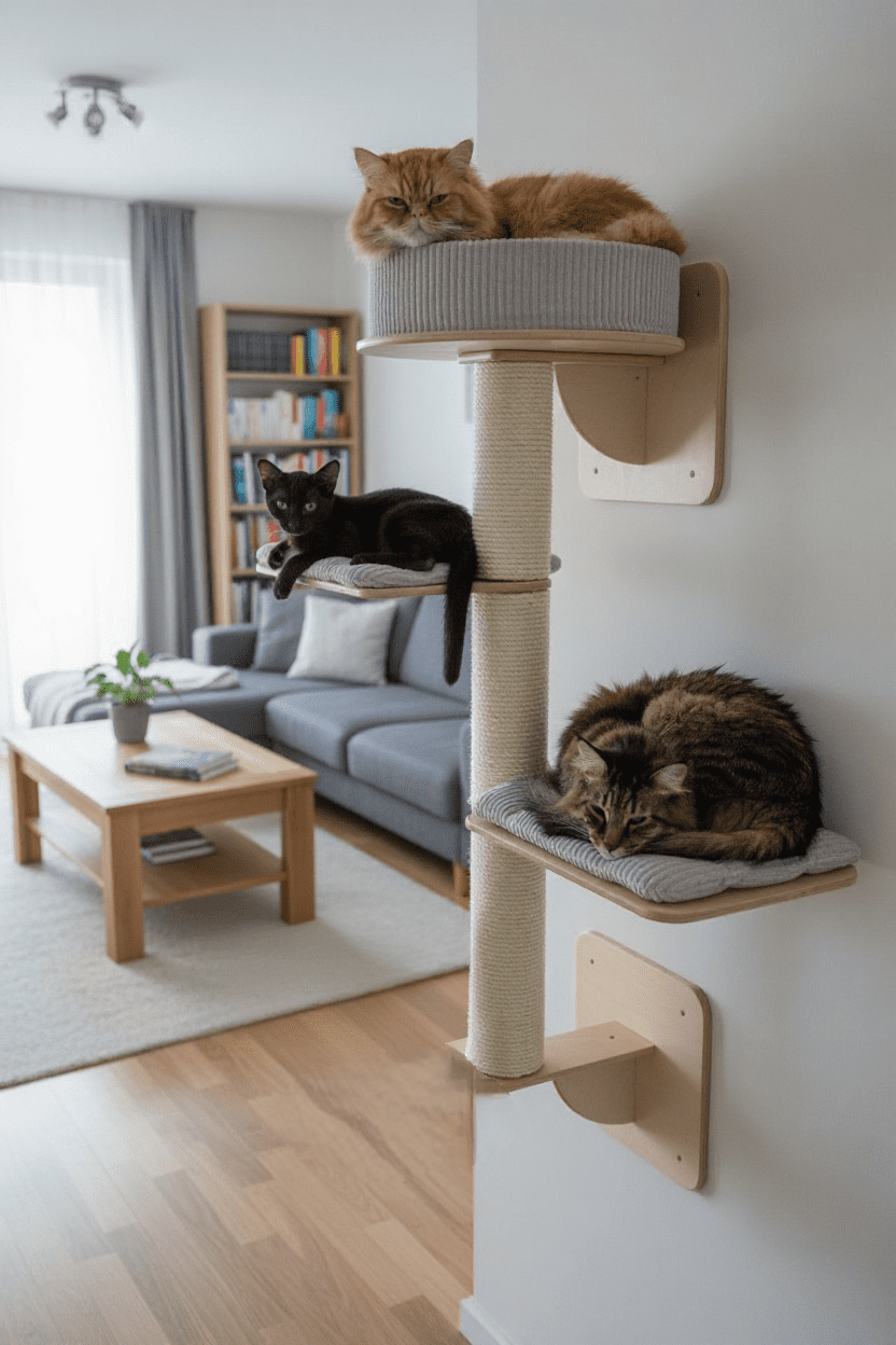 Drapak ścienny dla kota Wall Creator – 3 poziomy, 130 cm - obrazek 3