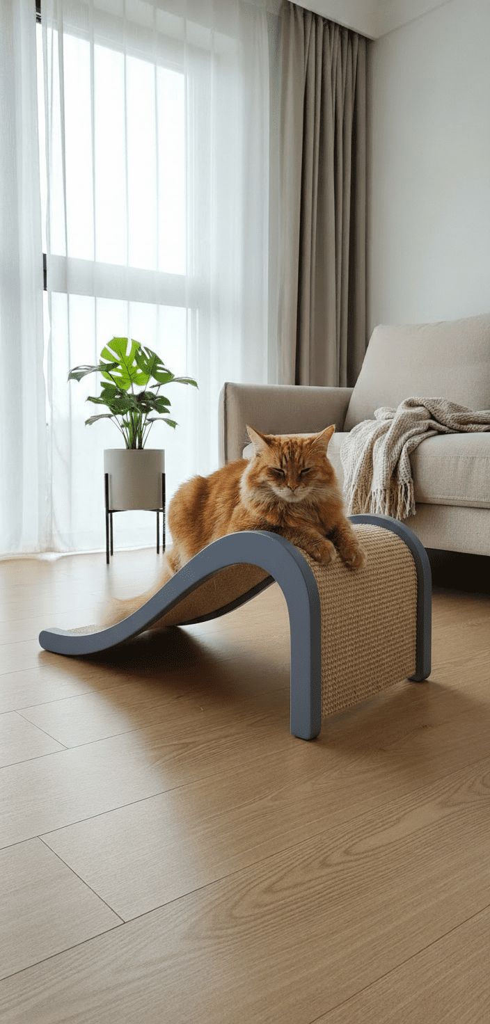 Drapak Poziomy "Kocia Fala" – Ergonomiczna Leżanka i Zjeżdżalnia (3w1) NR2604 - obrazek 7