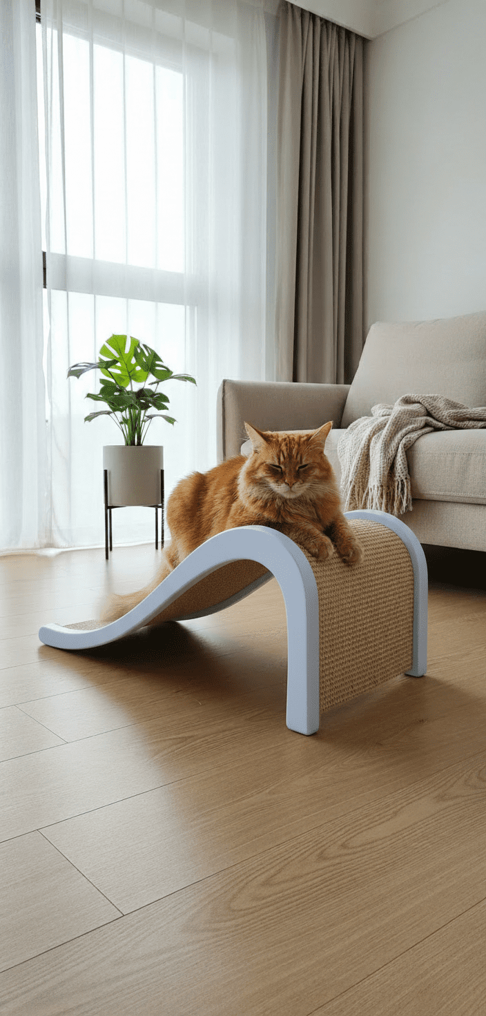 Drapak Poziomy "Kocia Fala" – Ergonomiczna Leżanka i Zjeżdżalnia (3w1) NR2604 - obrazek 6