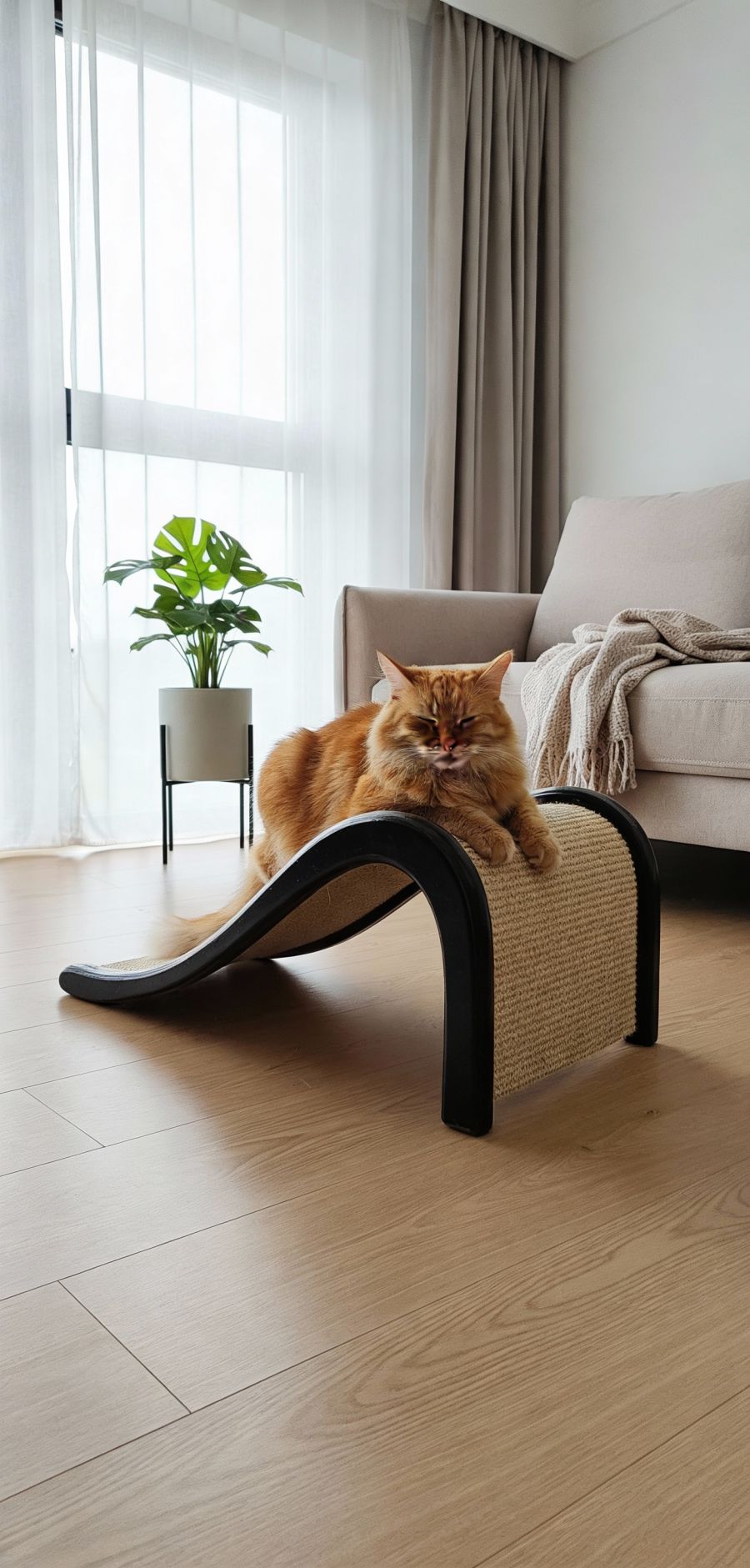 Drapak Poziomy "Kocia Fala" – Ergonomiczna Leżanka i Zjeżdżalnia (3w1) NR2604 - obrazek 8