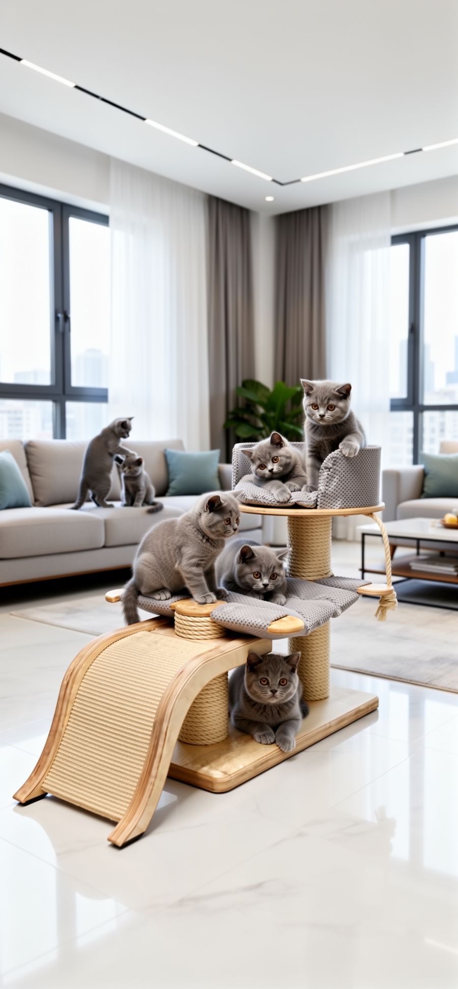 Drapak Kocie Przedszkole z Falą i Hamakiem NR2606 - obrazek 4