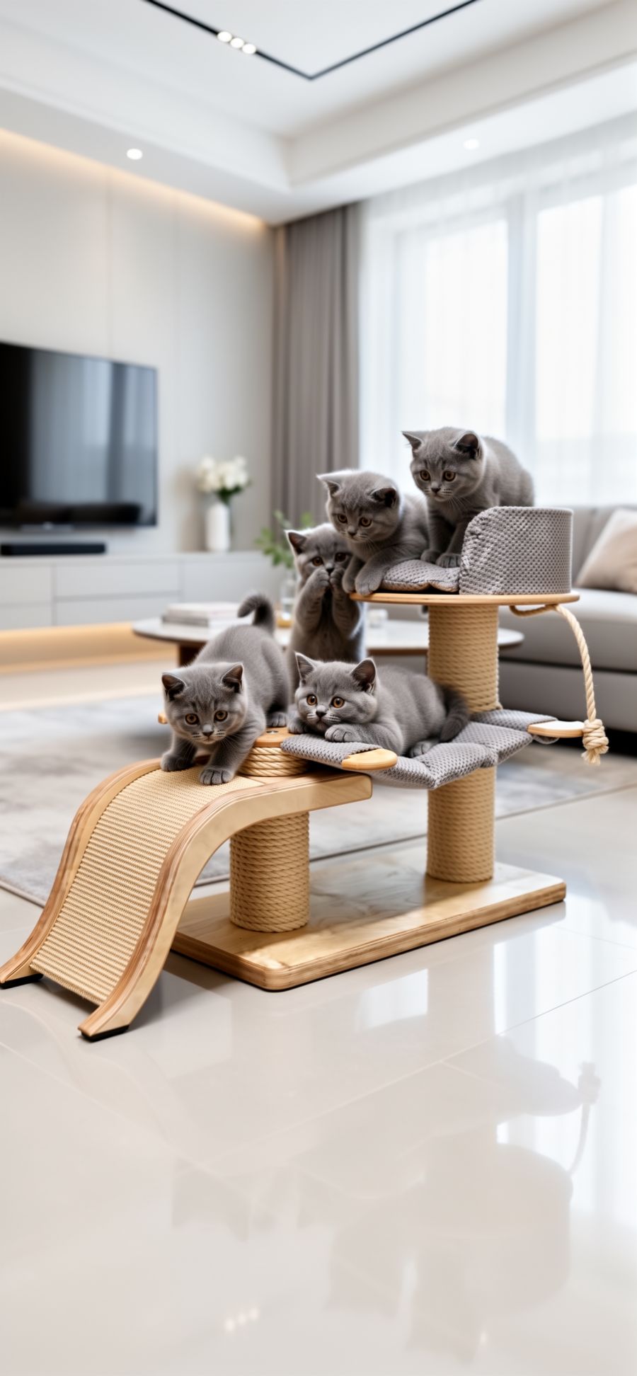 Drapak Kocie Przedszkole z Falą i Hamakiem NR2606 - obrazek 5