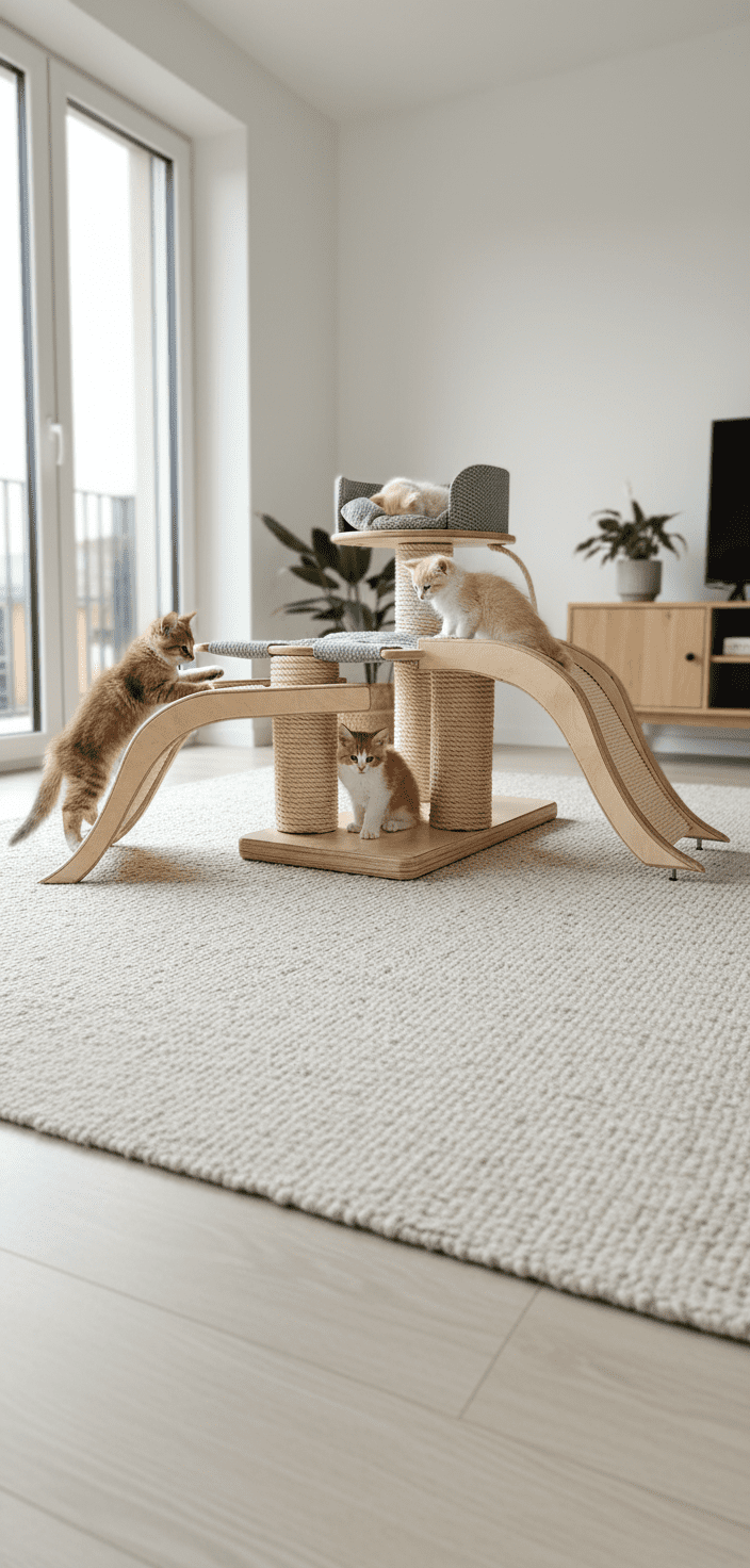 Drapak – Kocie Przedszkole z Dwiema Falami i Hamakiem NR2607 - obrazek 2