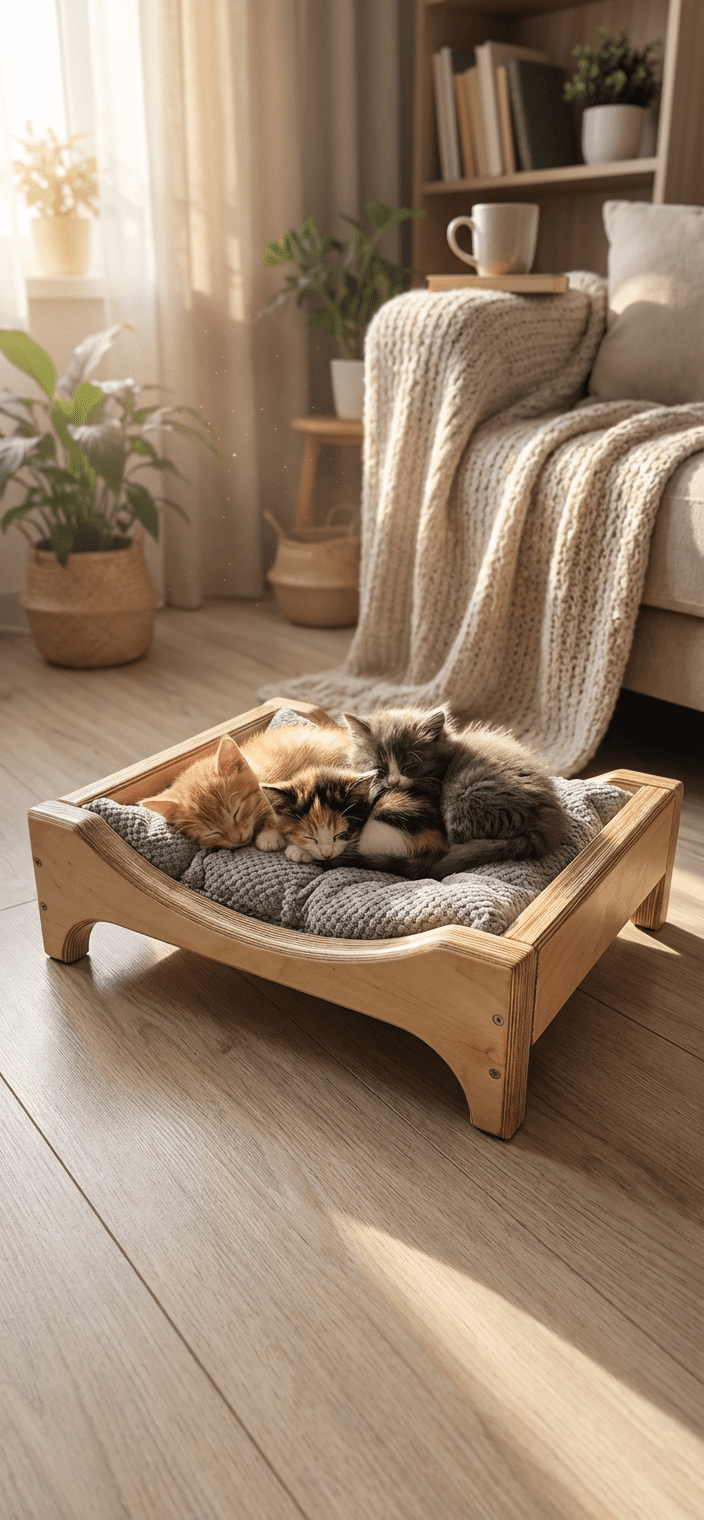 Drewniane Legowisko – Idealne do Kociego Przedszkola NR2610 - obrazek 2