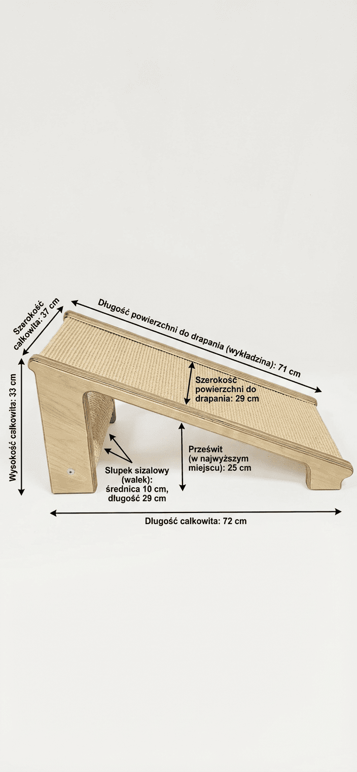 Drapak Skośny "Rampa XXL" – Z Matą i Wałkiem Sizalowym (2w1) NR2615 - obrazek 6