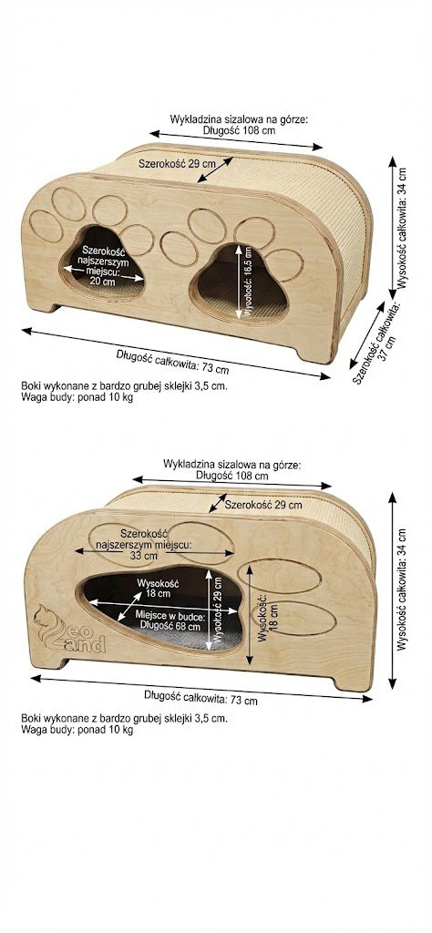 Domek-Drapak– Dwustronna Budka dla Kota z Wnętrzem Sizalowym NR2616 - obrazek 6