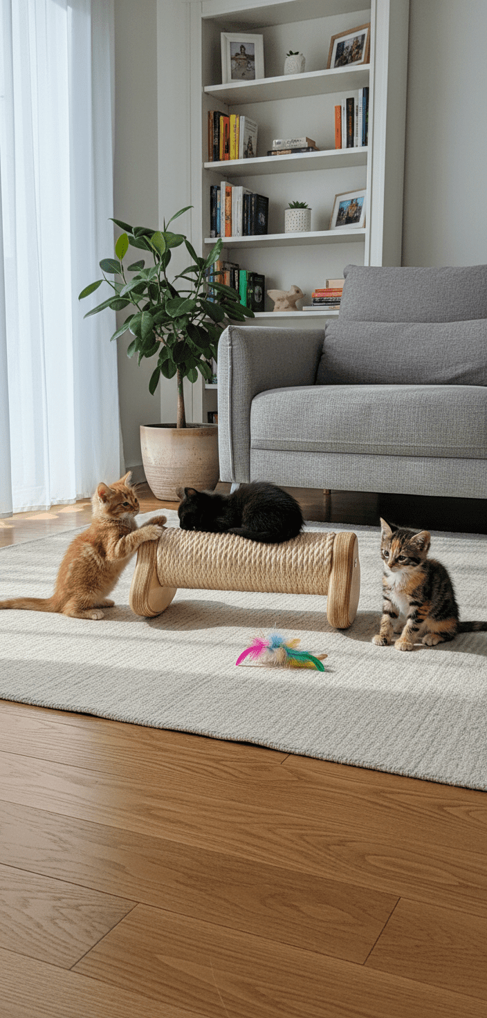 Interaktywny Drapak Poziomy Roller – Słupek Bujany dla Kociąt NR2618 - obrazek 3